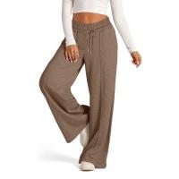 Pantalones femeninos con cordón, cintura elástica, Otoño Invierno, pantalones deportivos para mujer, pierna ancha, moda coreana gris claro - details 12