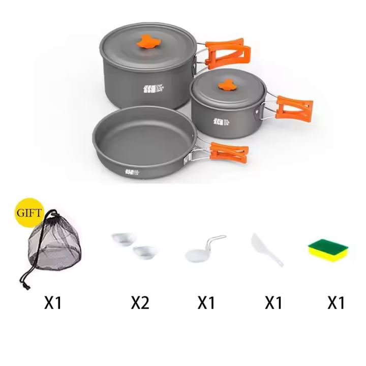 TXZ Camping al aire libre-Juego de utensilios de cocina Caldera Sartén de agua Olla de sopa Encendedor de fuego Almacenamiento Accesorios de transición - 1