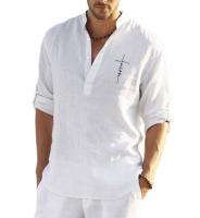 Blusa de algodón para hombre, camiseta informal de media manga con cuello Henley, talla grande, negro, blanco, gris, verde, 3xl, 2xl - details 1