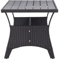 Mesa de Jardín Patio Terraza Balcón Salón Sala de Estar Muebles Mobiliario Soporte Exterior Cocina Ratán Sintético Negro 120x70x66 cm - details 3