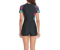 Traje de baño de una pieza estilo cremallera para mujer, bikini sexy con estampado de color competitivo, bikini de vacaciones - details 3