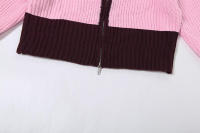 BUNO-Conjunto de 2 piezas para mujer con diseño de Patchwork Nibber, Chaqueta de punto de otoño, nueva tendencia, Chaqueta de punto corto con cremallera, pantalón corto grueso, ropa informal y sencilla - details 17