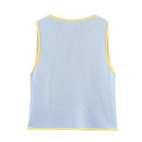 PB&ZA2025 dulce top de punto sin mangas con cuello redondo y botones decorativos en contraste de color, nueva ropa de verano para mujer - details 2