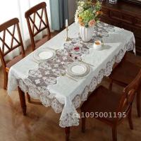 Rectángulo bordado de terciopelo de oro blanco, lujosa funda para mesa de comedor, mantel, corte, ENCE, TV, tocador, juego Antip - details 4