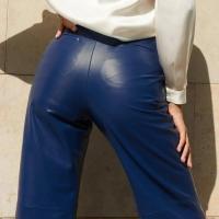 Pantalones de cintura alta para mujer, pantalones de pierna recta de cuero Pu para primavera y otoño, calidad sólida, elegantes y elegantes - details 7