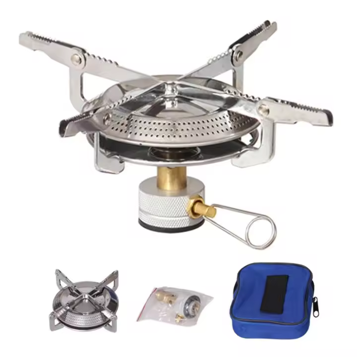 Estufa de gas para acampar al aire libre, cocina portátil con bolsa de advertencia, cabezal de estufa ligero para senderismo, montañismo y pesca - 1