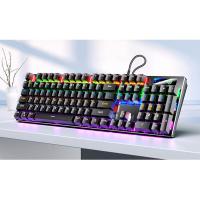 Teclado mecánico metálico 87 teclas 104 teclas eje verde luminoso eje negro accesorios informáticos juego de bloques de color - details 20