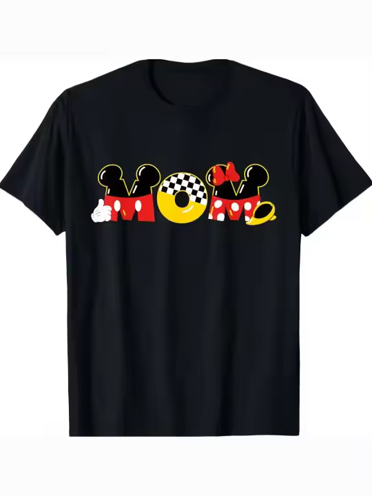 Camiseta de cumpleaños para el día de la madre de Mickey Mouse y Minnie Mouse, regalo para papá, manga corta con cuello redondo suave y cómoda, 230g - 1