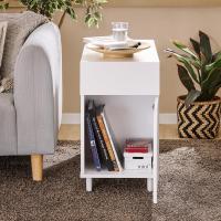 Mesa Auxiliar con 2 Estantes Consola Mesita de Noche con Ruedas Mesa Blanca Mesita 70 x 35 x 60 cm FBT34-W ES - details 43