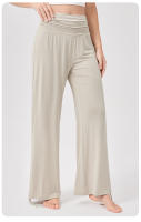 Pantalones de yoga para mujer de cintura alta sueltos de pierna ancha drapeados suaves transpirables Pantalones deportivos casuales con cordón Fitness Dance Pants - details 0