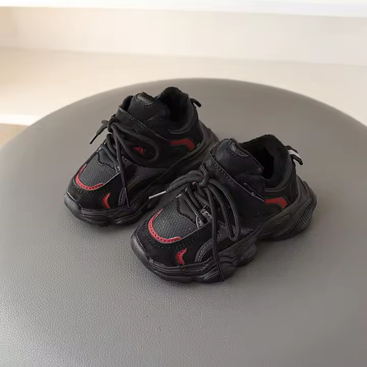 Invierno para niñas, nuevos zapatos deportivos antideslizantes gruesos apilados para niños, dos pares de zapatos de algodón - 1