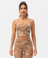 SHINBENE Sujetador Deportivo Largo de Cuello V para Mujer con Estampado de Camuflaje y Junto Incorporado para Yoga Fitness Workout Tamaño XS-XL - details 22