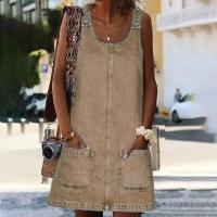 Vestido de tirantes transpirable de moda, color puro al tacto, vestido de mezcla de imitación de verano resistente al desgaste - details 4