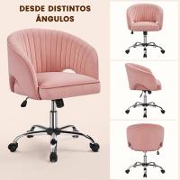 Oficina Terciopelo con Rudas Giratorias 360 °    con Función Inclinación Sillon Trabajo Altura Ajustable Tapizada Terciopelo Rosa - details 2