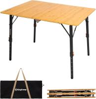 Mesa de Camping Plegable de bambú de 100 x 72 cm para 4 a 6 Personas, Marco Estable de Aluminio, 3 Alturas Ajustables con Bolsa de Transporte para jardín, Picnic, Camping - details 43