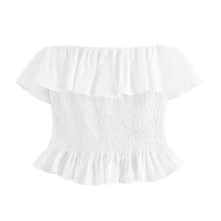 Conjunto de Moda para Mujer OUWU Top Elástico sin Cordones + Falda Larga Suave con Cintura Elástica - 1