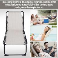 Silla Reclinable de Jardín con Sistema de Cordones para Exterior Marco Acero 197x58x30 cm Crema - details 5