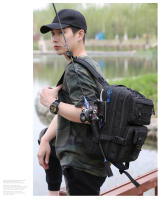 Mochila de Pesca con Soporte para Caña Impermeable de Gran Capacidad Bolsa Táctica Negra para Almacenamiento de Señuelos de Pesca - details 9