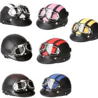 Casco de media piel con cara abierta para motocicleta, gafas UV con visera, estilo Retro Vintage, 54-60cm - details 5