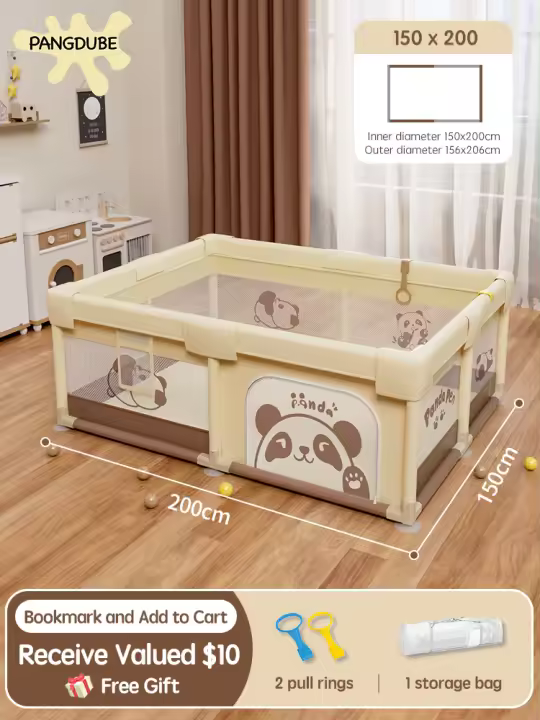 PANGDUBE-corralito de Panda para bebé, parque infantil para niños de 0 a 6 años, valla de seguridad, parque de actividades estable y grande - 1