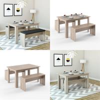 Juego de comedor, antracita/dorado roble, 90 x 140 cm con 2 bancos - details 15