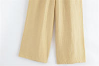 Conjunto de Pantalones Anchos para Mujer OUWU Dos Piezas, Cuello en V, Manga Corta, Traje de Safari, Pantalones de Cintura Alta - details 4