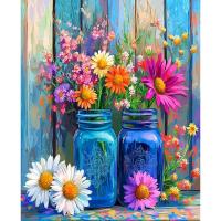 RUOPOTY-pintura por números Diy para adultos, Kits de jarrón, pintura por número hecha a mano, decoración de pared del hogar, artes - details 0