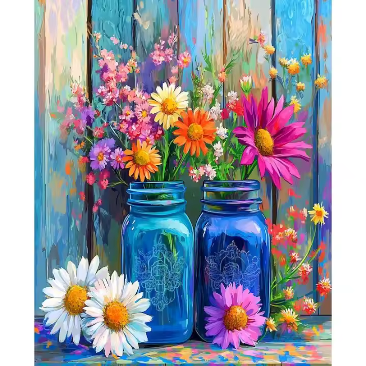 RUOPOTY-pintura por números Diy para adultos, Kits de jarrón, pintura por número hecha a mano, decoración de pared del hogar, artes - 1