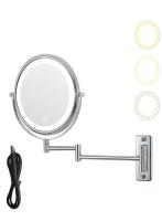 Espejo de Maquillaje Iluminado con Luzes de 8 Pulgadas para Montaje en la Pared Doble Cara Magnificador de 10X con 3 Tipos de Iluminación LED Regulable - details 0