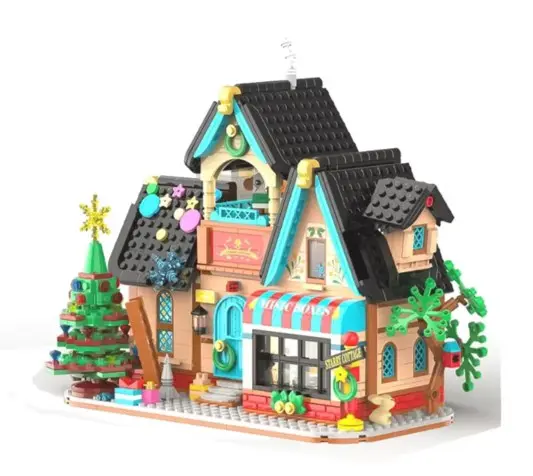 Bloques de construcción de Casa de cabaña estrellada para niños, modelo de bloques de construcción, vista de calle, juguete de ensamblaje, decoraciones interiores, regalos de navidad - 1