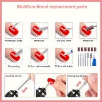 Kit de Taladro de Uñas Recargable por USB, Portátil, para Manicura y Pedicura, con Múltiples Cabezales para Pulir y Eliminar - details 1