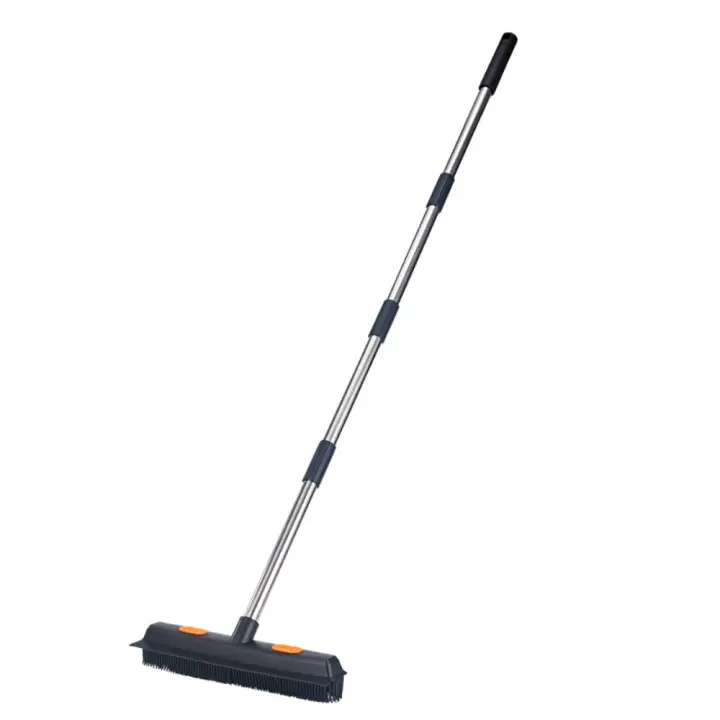 Cepillo de limpieza de acero inoxidable, cepillo de silicona para suelo, cepillo limpiaparabrisas, cepillo de pelo de Animal para suelo, mango largo, cepillo mágico para alfombras, artefacto - 1