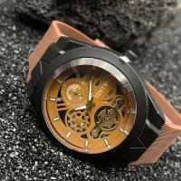 Reloj deportivo de cuarzo con correa de silicona y esqueleto de luz azul para hombre de nueva tendencia - details 11
