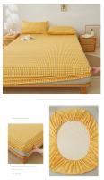 Bonenjoy-sábana ajustada de estilo a cuadros para el hogar, cubierta de cama transpirable, ropa de cama suave con banda elástica, sin funda de almohada, 1 unidad - details 5