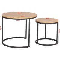 Conjunto de Mesa de Centro Redondo de Madera Tables de Café y Té-Claro - details 1