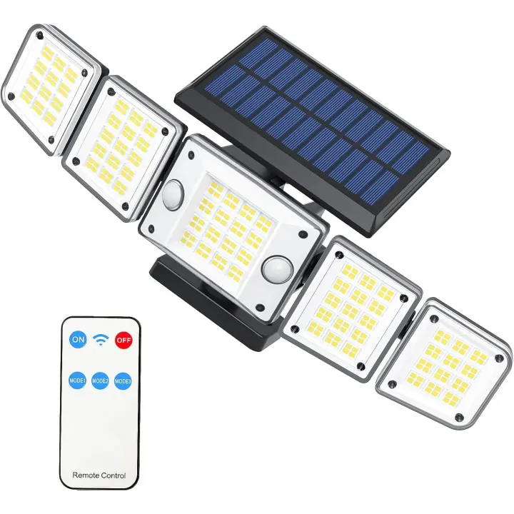 Detector de movimiento de luz solar para exteriores, foco solar de 7000K, control remoto MIT, IP65 - 1