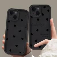 Funda de teléfono mate suave con corazón de amor negro para iPhone 11 12 13 14 Pro 16E XS X XR 7 8 Plus SE2 funda para iPhone 15 16 Pro Max - details 1