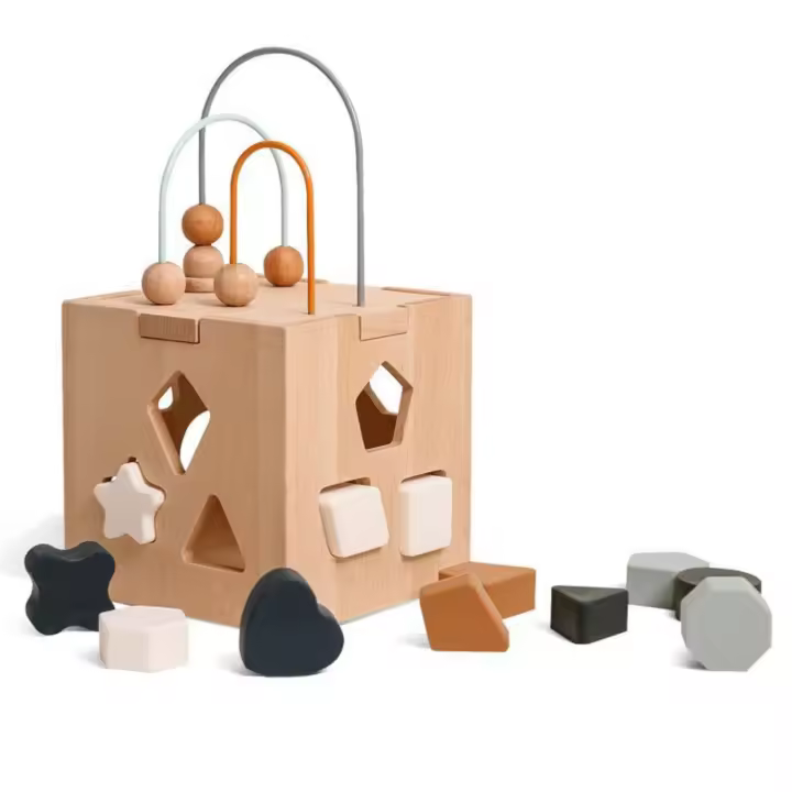 Excitat Cubo de Actividad de Madera 5 en 1 Centro de Juego con Forma de Laberinto de Cuentas - 1