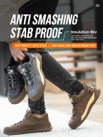 Zapatos de trabajo con punta compuesta para hombre, zapatillas de seguridad de cuero indestructibles, antigolpes, antipinchazos, aislamiento, 6KV - details 3
