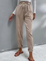 Pantalones femeninos de cintura alta lisos primavera otoño nuevos en pantalones de lino para mujer pantalones bombachos holgados clásicos - details 5