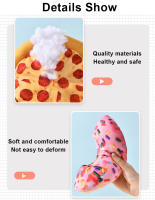 Juguete de peluche para perros con forma de Donut y Pizza, juguetes chirriantes para perros pequeños y grandes, limpieza de dientes, juguete con sonido para masticar cachorros, suministros para mascotas - details 3