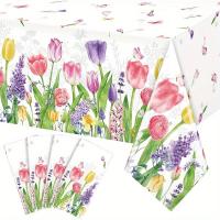 1 Uds. Mantel impermeable de PE desechable para fiesta de primavera, cumpleaños, Día de la madre, celebración navideña de tulipán - details 5