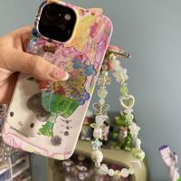 Cordón de Teléfono Hecho a Mano Kawaii Encanto de Mariposa en Flor Verde - details 3