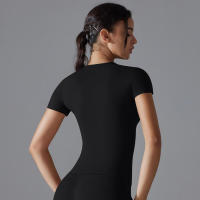 Top deportivo de manga para mujer, ropa de fiestas, corto y Fitness, camisetas de entrenamiento para gimnasio, Top de Yoga Sexy - details 12