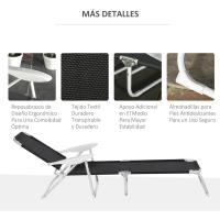 Reclinable y Plegable de Jardín con Respaldo Ajustable en 4 Posiciones Marco de Metal Texteline Transpirable 186x66x80 cm Gris - details 13