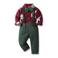 Camisa de manga larga con estampado animal para niños de Navidad con conjunto de dos piezas estilo suspensorio para niños - details 3