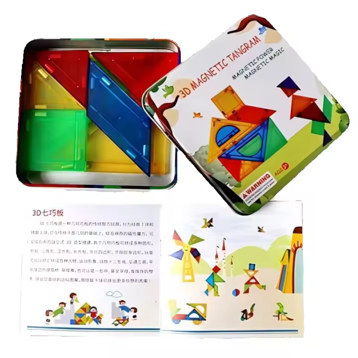 Juguetes de Rombo Romboss en Forma de Rompecabezas 9PIEZAS para Niños Aprendizaje Educativo Colorido Juego de Caja Cuadrada Magnético Regalo de Navidad Para Niños de 3-4 Años - 1