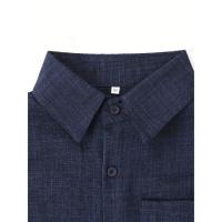 Camisa clásica de manga corta para hombre, camisa informal de Color sólido para vacaciones de verano - details 24