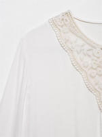 Blusa Plisada OUWU Estilo de Vacaciones de Primavera para Mujer Camisas y Blusas Sueltas Casuales de Moda - details 2
