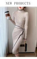 Elegante Vestido de Punto con Cordones Moda de Oficina para Mujeres en Otoño-Invierno - details 0